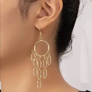 Gold 3/$30 Hoop Tassel Drop Earrings